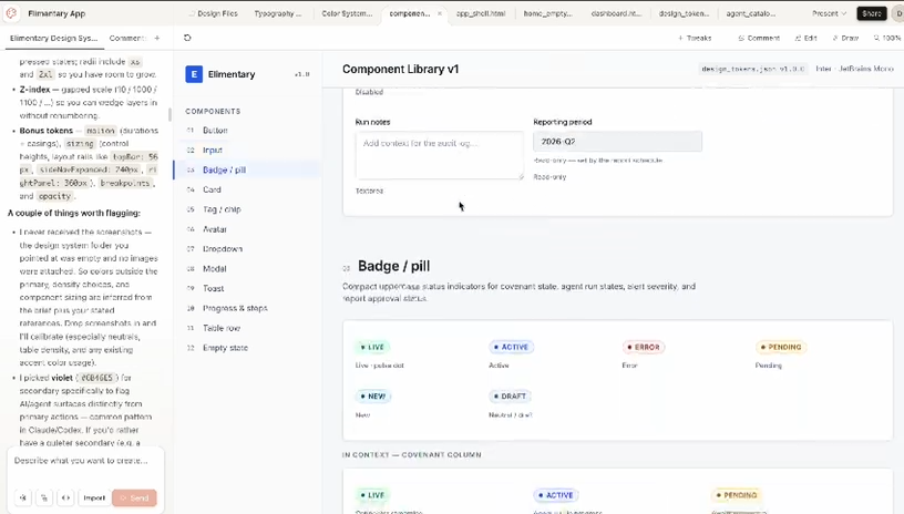 Client prototype — component library inside Claude